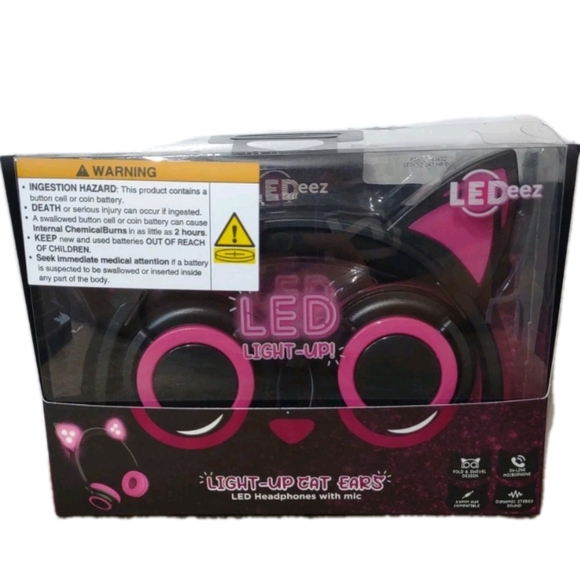 3/$20 LeDeez Light-Up Cat Ears LED Headphones with a built-in microphone Corded - Picture 4 of 6
